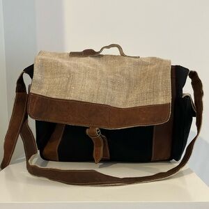 Hand Made Brown and Black Hemp Computer/Work Bag